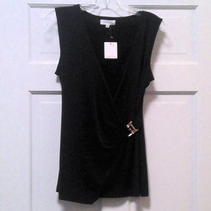 Calvin Klein Womens Top Size S Black V-Neck Stretch Sleeveless
